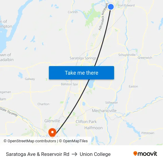 Saratoga Ave & Reservoir Rd to Union College map