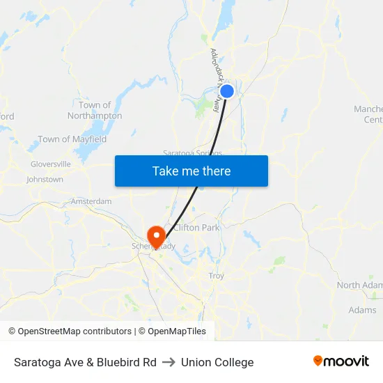 Saratoga Ave & Bluebird Rd to Union College map