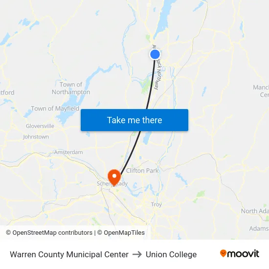 Warren County Municipal Center to Union College map