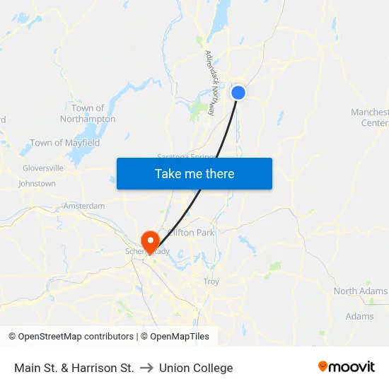 Main St. & Harrison St. to Union College map