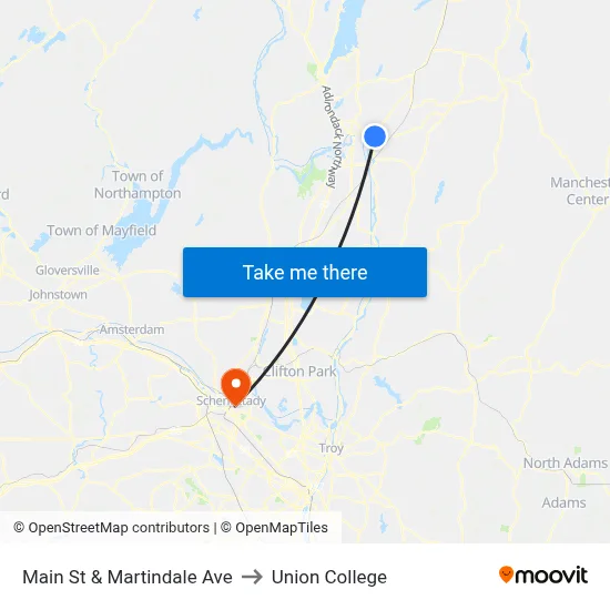 Main St & Martindale Ave to Union College map