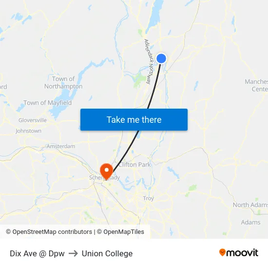 Dix Ave @ Dpw to Union College map