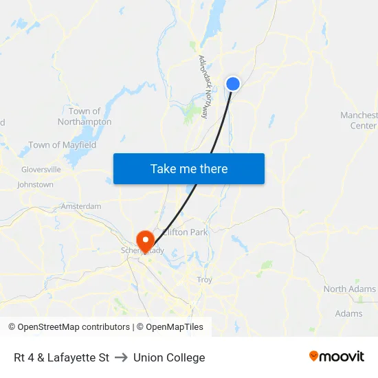 Rt 4 & Lafayette St to Union College map