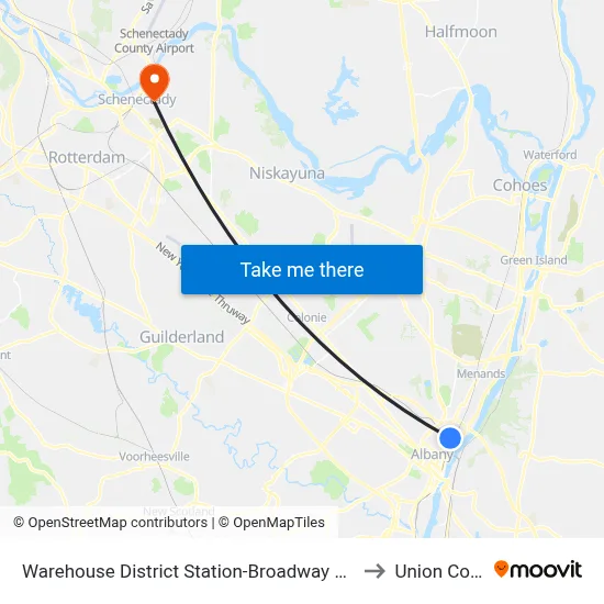 Warehouse District Station-Broadway & Pleasant St to Union College map
