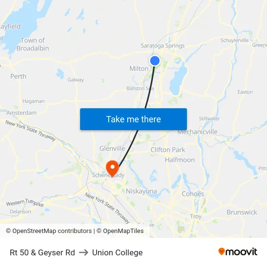 Rt 50 & Geyser Rd to Union College map