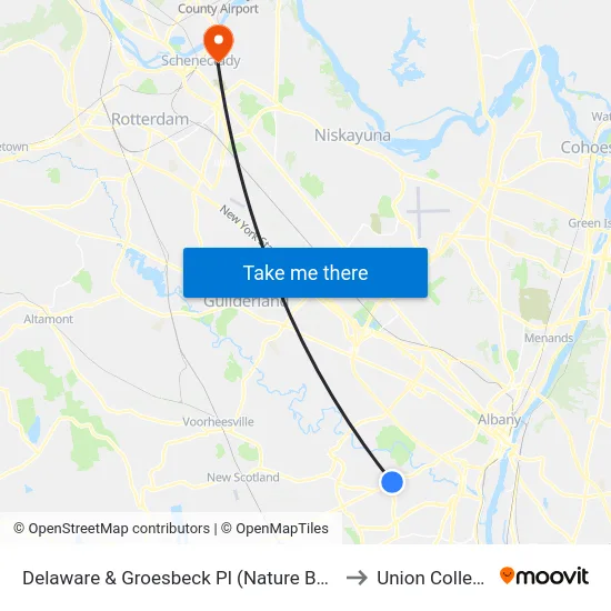 Delaware & Groesbeck Pl (Nature Bus) to Union College map