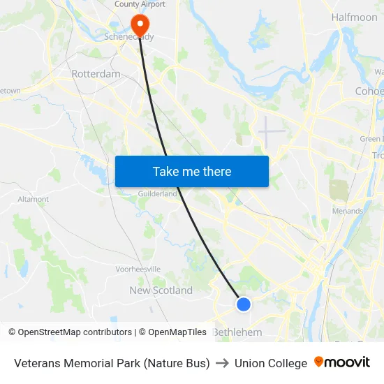 Veterans Memorial Park (Nature Bus) to Union College map