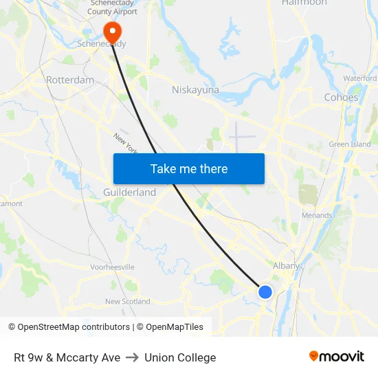 Rt 9w & Mccarty Ave to Union College map