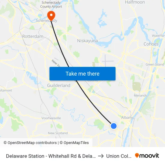 Delaware Station - Whitehall Rd & Delaware Ave to Union College map