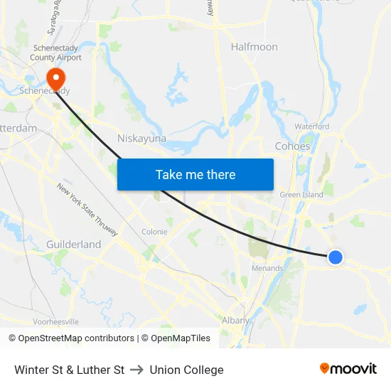 Winter St & Luther St to Union College map