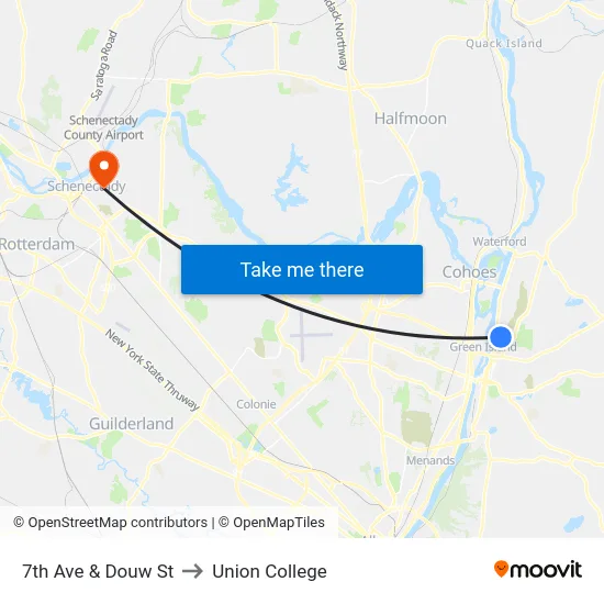 7th Ave & Douw St to Union College map
