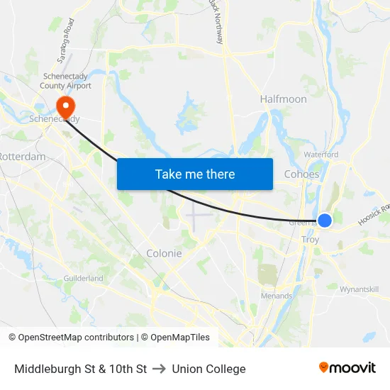 Middleburgh St & 10th St to Union College map
