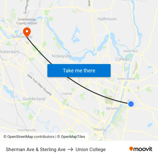 Sherman Ave & Sterling Ave to Union College map