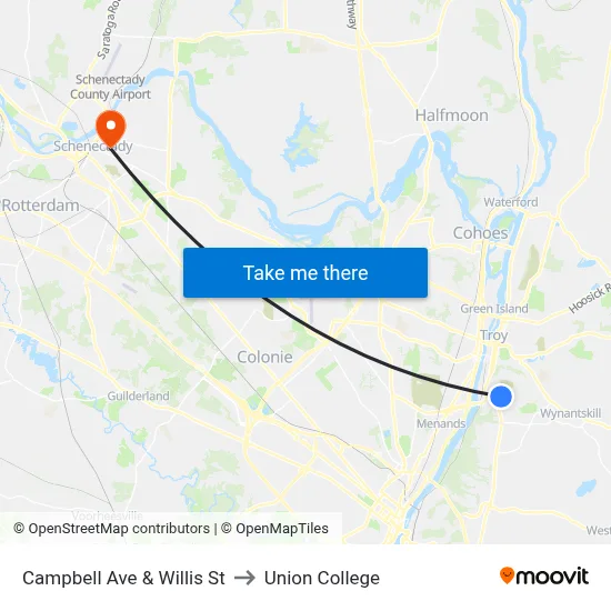 Campbell Ave & Willis St to Union College map