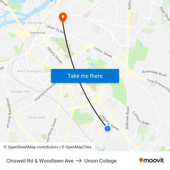 Chiswell Rd & Woodlawn Ave to Union College map
