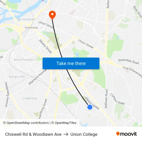 Chiswell Rd & Woodlawn Ave to Union College map