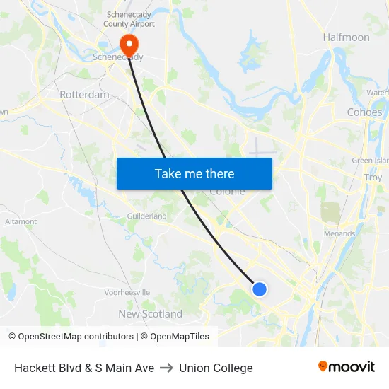 Hackett Blvd & S Main Ave to Union College map