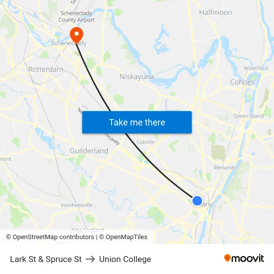 Lark St & Spruce St to Union College map