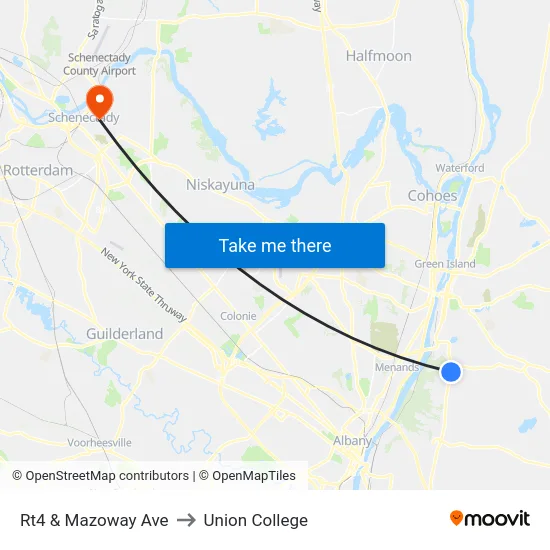 Rt4 & Mazoway Ave to Union College map