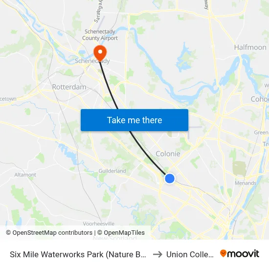 Six Mile Waterworks Park (Nature Bus) to Union College map