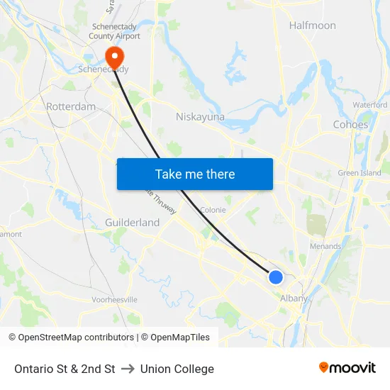 Ontario St & 2nd St to Union College map