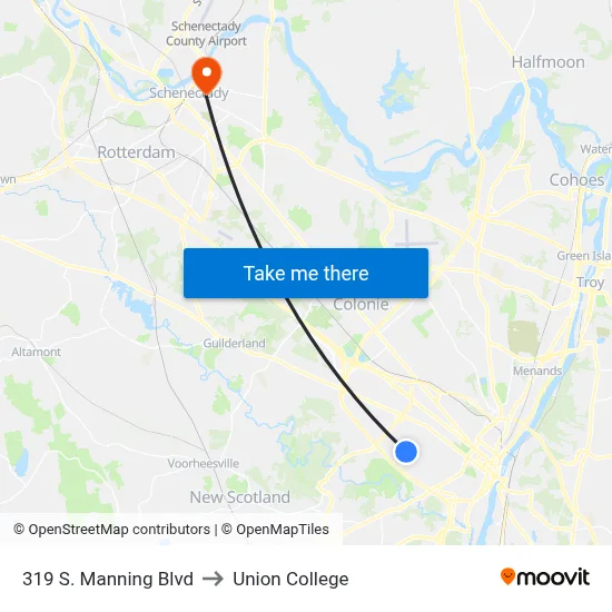 319 S. Manning Blvd to Union College map