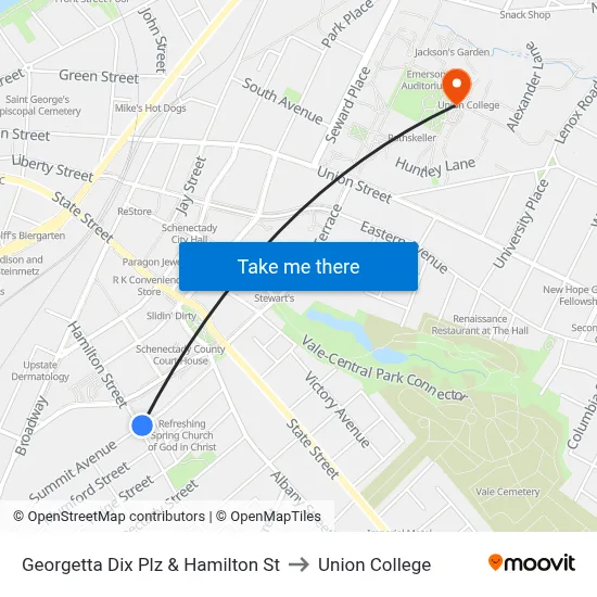 Georgetta Dix Plz & Hamilton St to Union College map