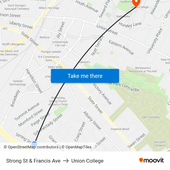Strong St & Francis Ave to Union College map