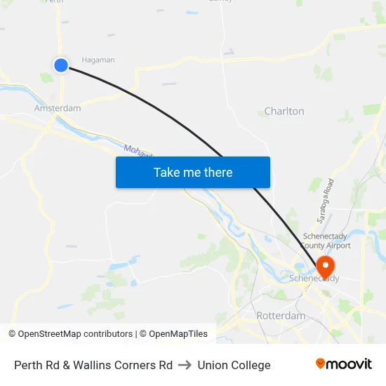 Perth Rd & Wallins Corners Rd to Union College map