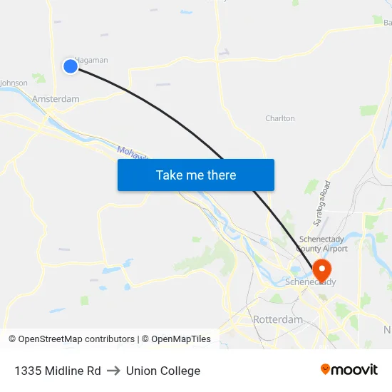 1335 Midline Rd to Union College map