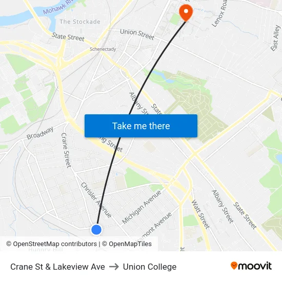 Crane St & Lakeview Ave to Union College map