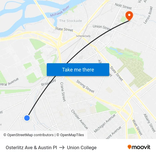 Osterlitz Ave & Austin Pl to Union College map