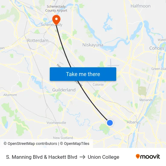 S. Manning Blvd & Hackett Blvd to Union College map