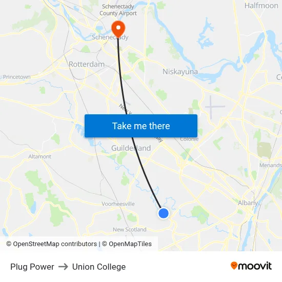 Plug Power to Union College map