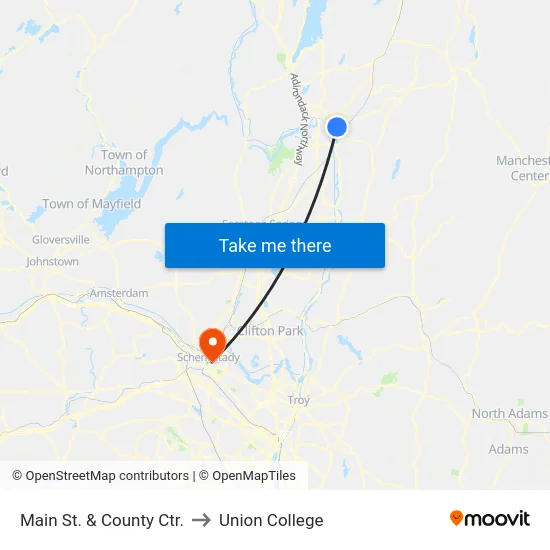 Main St. & County Ctr. to Union College map