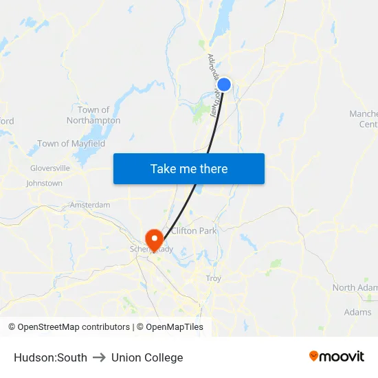 Hudson:South to Union College map