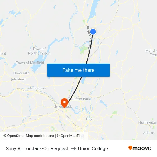 Suny Adirondack-On Request to Union College map