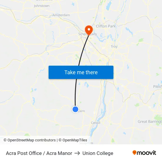 Acra Post Office / Acra Manor to Union College map