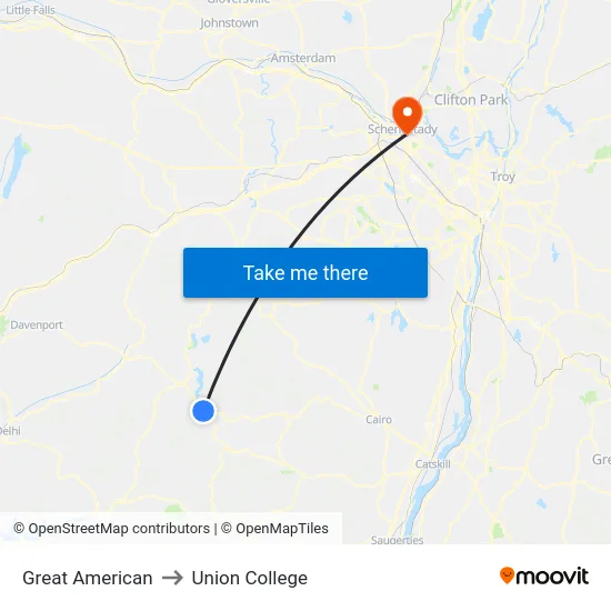 Great American to Union College map