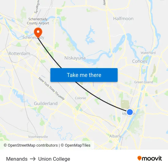 Menands to Union College map