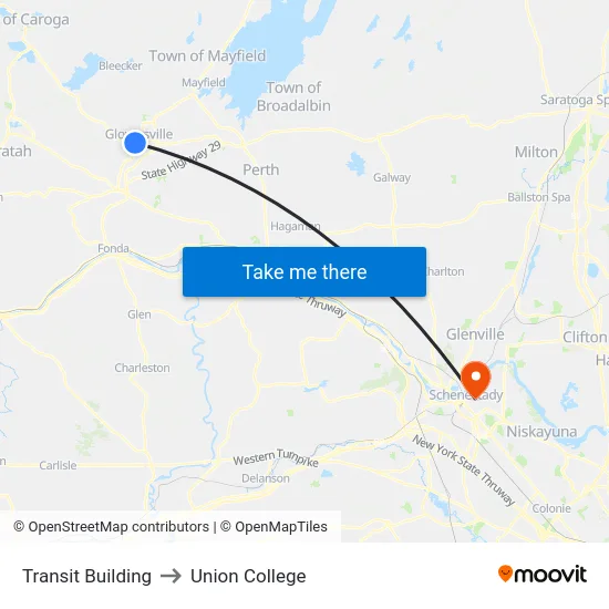 Transit Building to Union College map