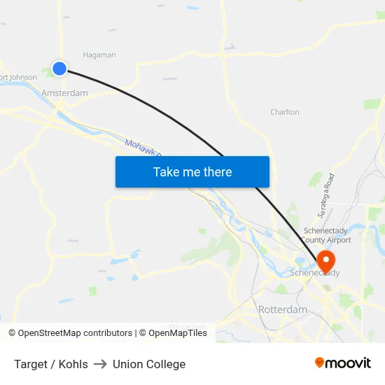 Target / Kohls to Union College map