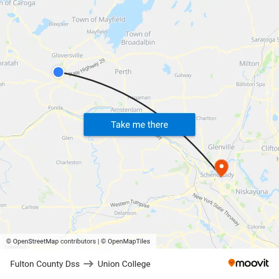Fulton County Dss to Union College map