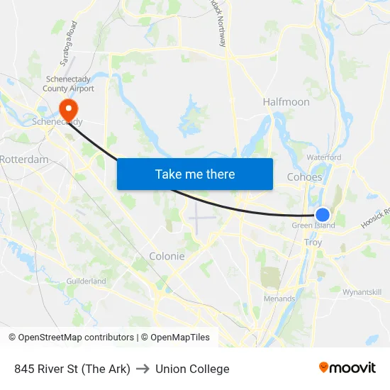845 River St (The Ark) to Union College map