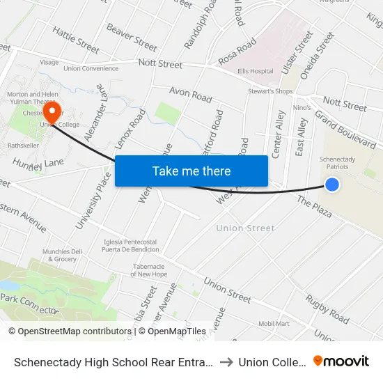 Schenectady High School Rear Entrance to Union College map