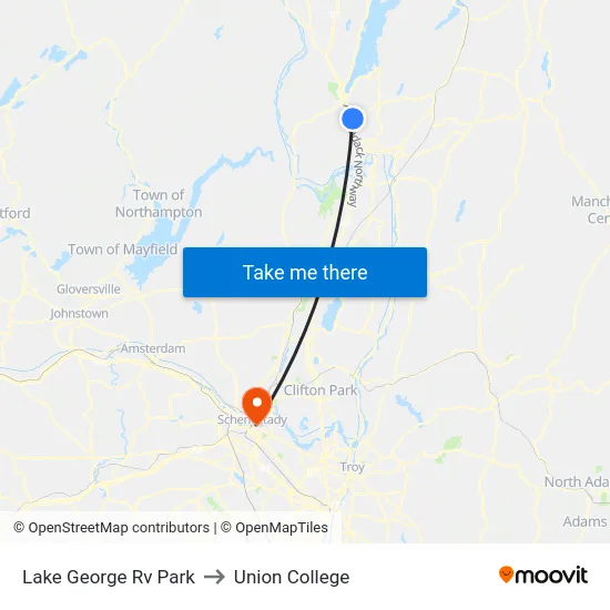 Lake George Rv Park to Union College map