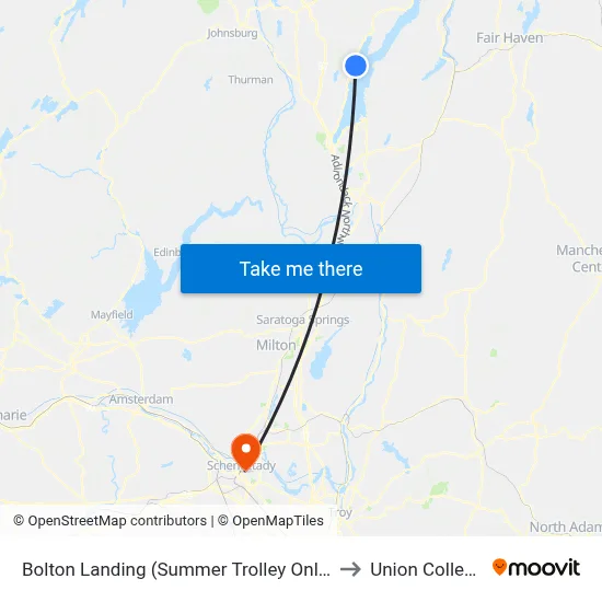Bolton Landing (Summer Trolley Only) to Union College map