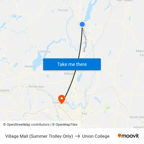 Village Mall (Summer Trolley Only) to Union College map