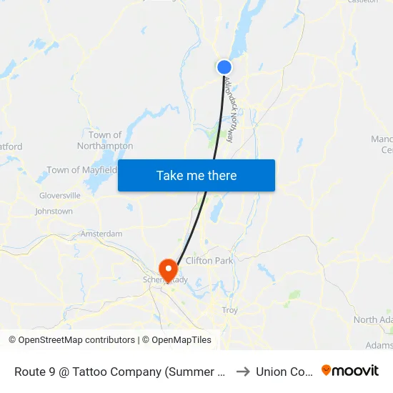 Route 9 @ Tattoo Company (Summer Trolley Only) to Union College map