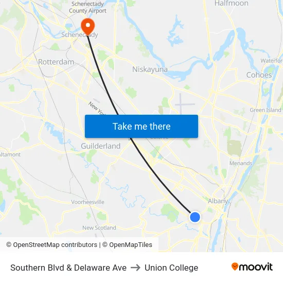 Southern Blvd & Delaware Ave to Union College map